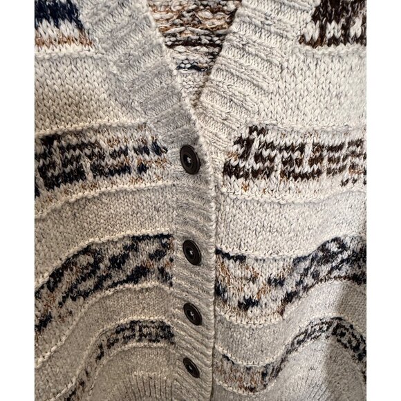 Anthropologie Bohemian Knit Cardigan Sweater L Button Front Short Sleeve Beige - Picture 3 of 9